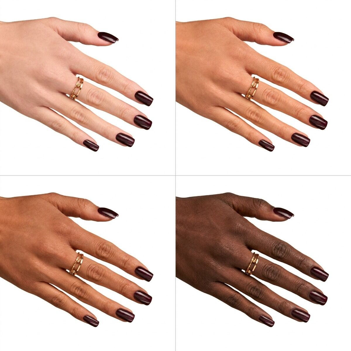 ciemne bordo lakier hybrydowy wieczorowy manicure