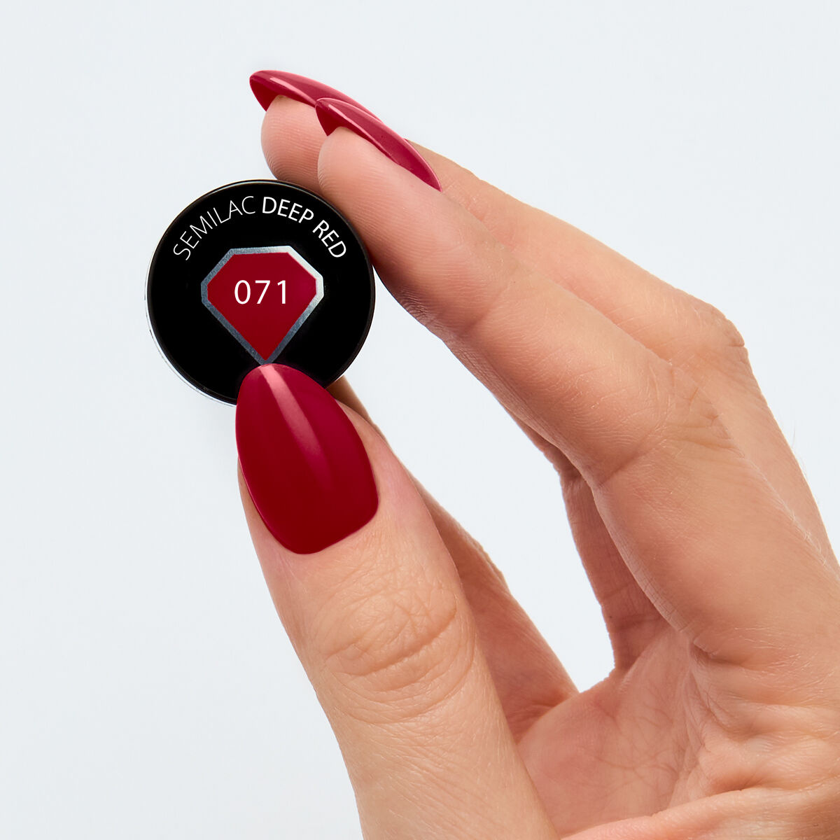 Ciemnoczerwony lakier hybrydowy Semilac Hottie 071 Deep Red - obrazek 3