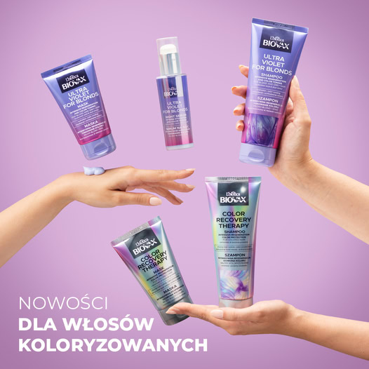 Fioletowa maska tonująca do włosów blond i siwych Biovax Ultra Violet for Blonds - obrazek 4