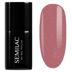 Karmelowy lakier Semilac Shimmer Dust Caramel z drobinkami
