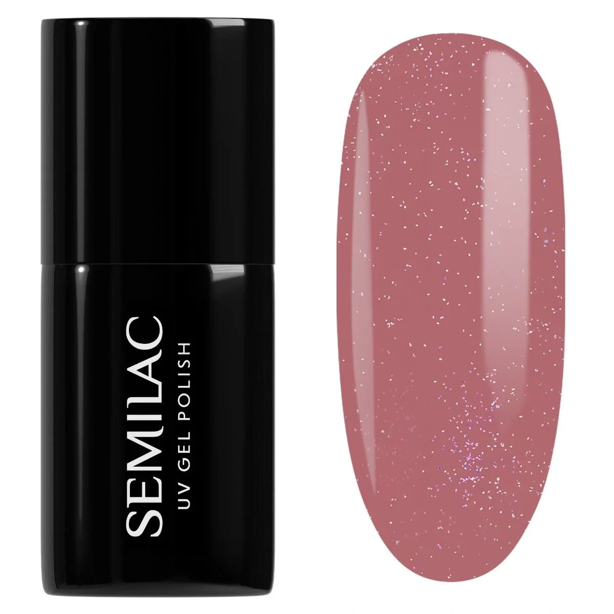 Karmelowy lakier Semilac Shimmer Dust Caramel z drobinkami