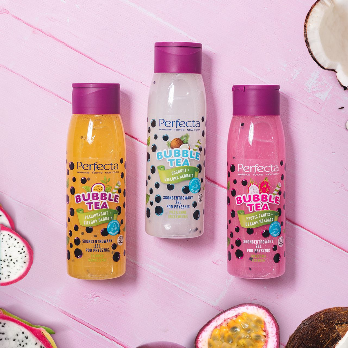 Orzeźwiający żel pod prysznic Perfecta Bubble Tea Coconut + Zielona Herbata - obrazek 4
