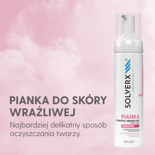 Solverx Sensitive Skin pianka do demakijażu twarzy i oczu
