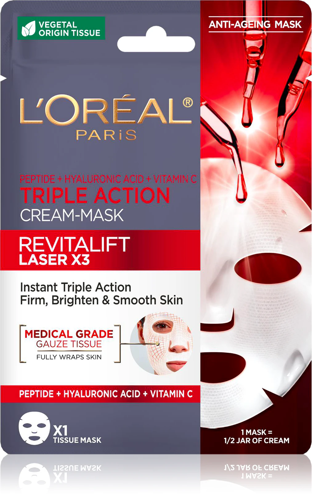 maska w płachcie na zmarszczki Loreal Revitalift Laser X3