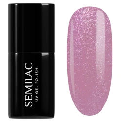 Chłodnoróżowy lakier Semilac Shimmer Dust Pink z brokatem