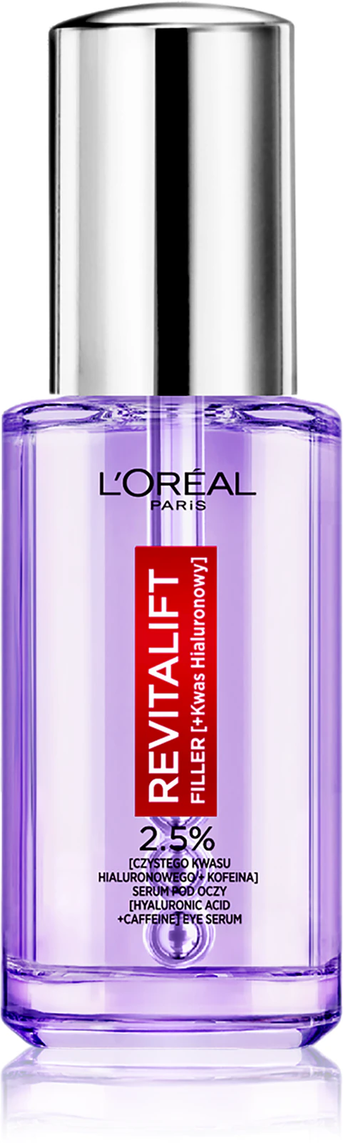 serum pod oczy z kofeiną na cienie i zmarszczki Loreal Revitalift Filler