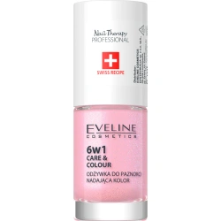 Różowa odżywka Eveline Care&Colour do zniszczonych paznokci