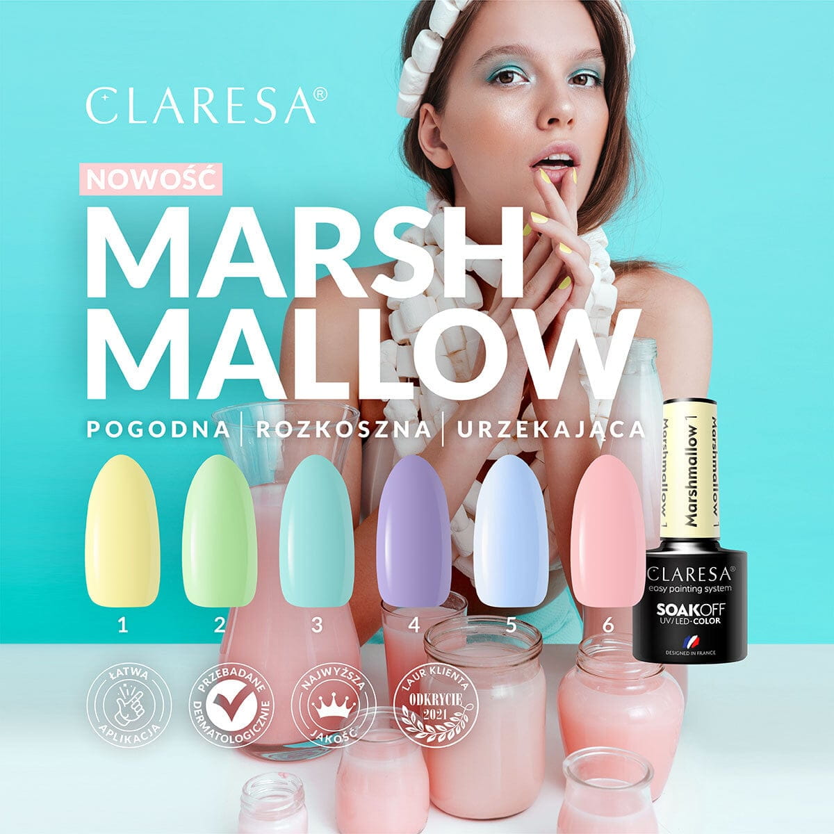 Claresa lakier hybrydowy MARSHMALLOW 5 - obrazek 2