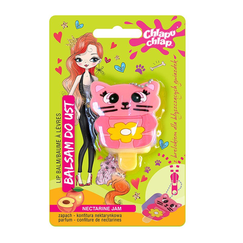 CHLAPU CHLAP Balsam do ust z brelokiem - Konfitura nektarynkowa