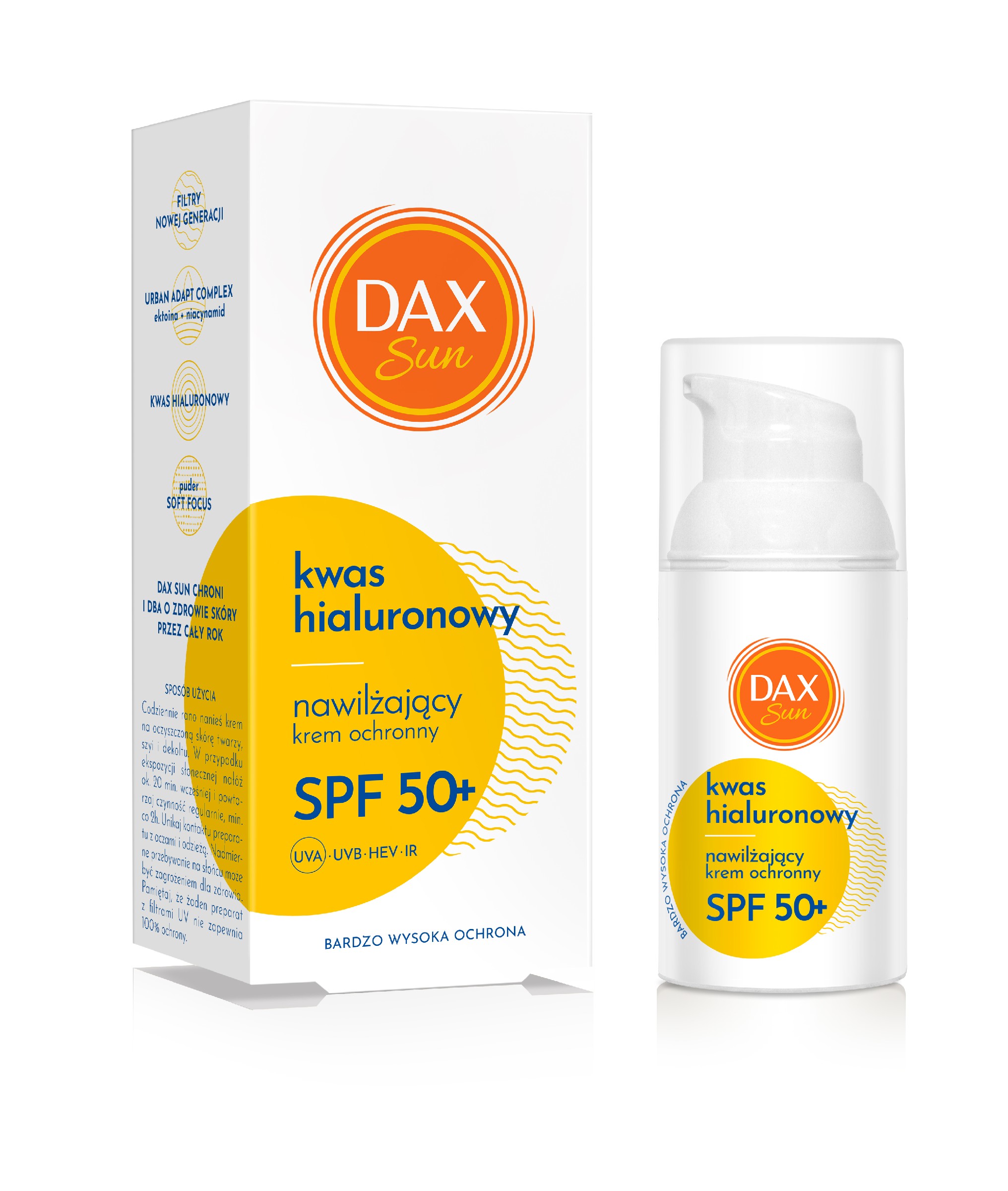 DAX SUN NAWILŻAJĄCY KREM OCHRONNY Z KWASEM HIALURONOWYM SPF 50+
