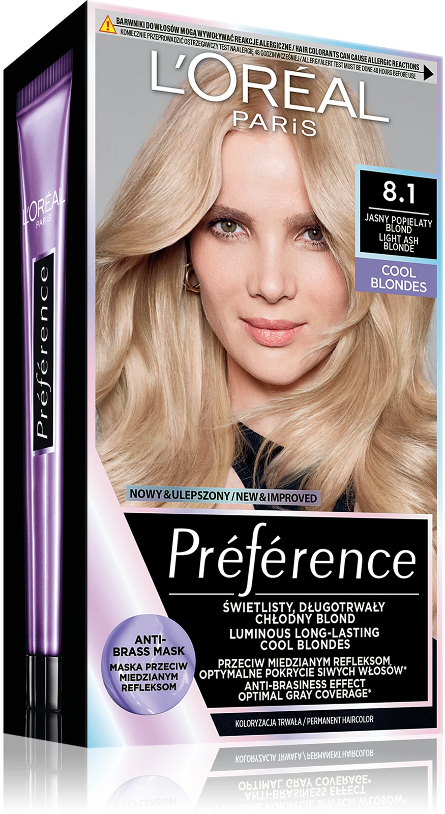 Loreal Preference 8.1 farba do włosów Jasny Popielaty Blond