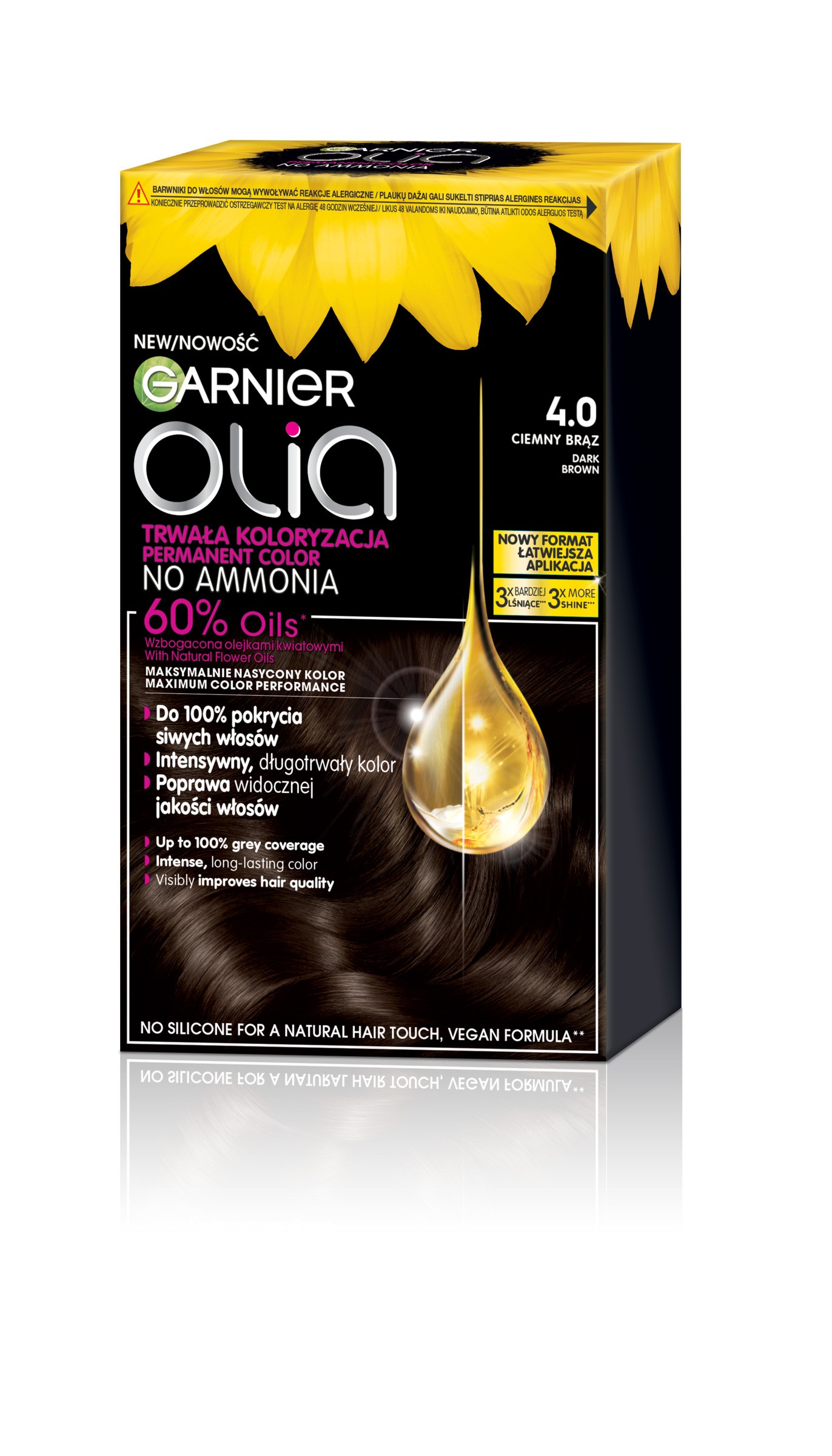 GARNIER Olia Farba do włosów nr 4.0 Ciemny Brąz