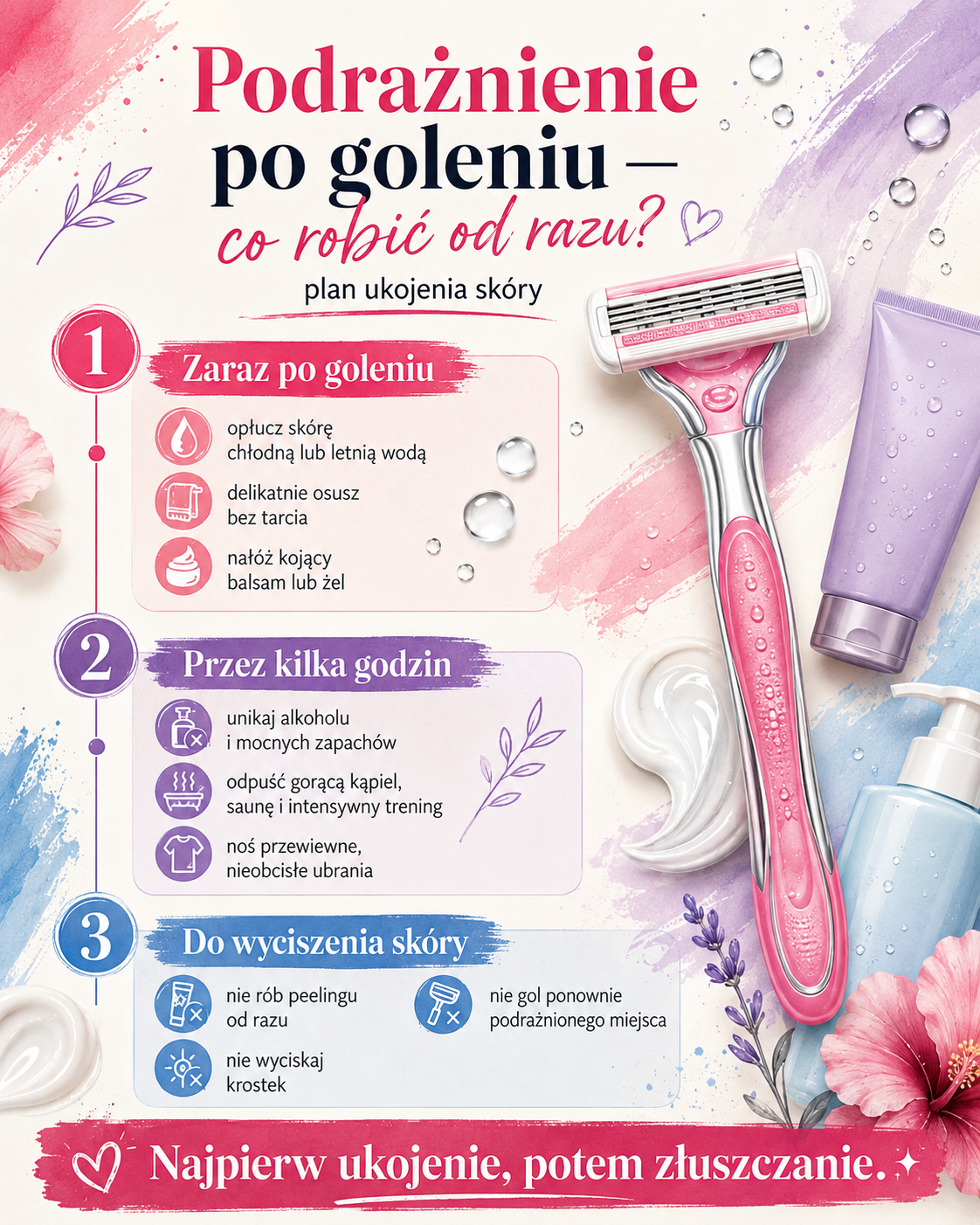 podraznienia po goleniu co robić Plan łagodzenia podrażnień po goleniu od pierwszych minut aż do wyciszenia skóry.