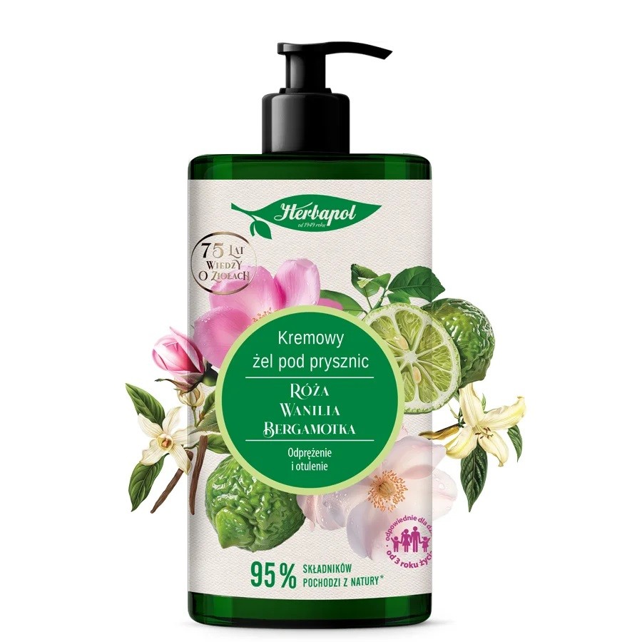 Herbapol Kremowy Żel pod Prysznic Róża Wanilia Bergamotka
