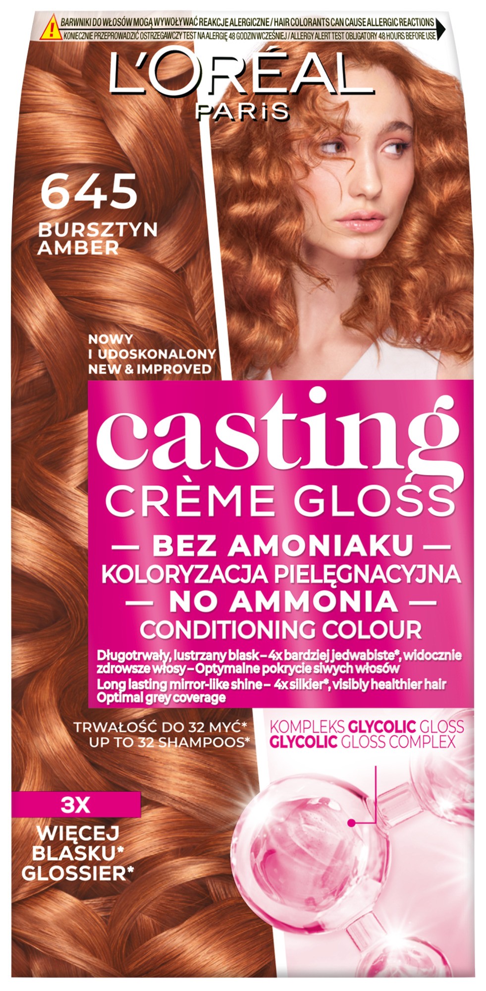 LOREAL Casting Creme Gloss Krem koloryzujący nr 645 Bursztyn