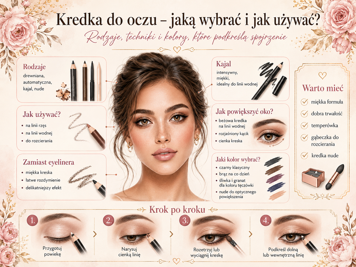 jak malować oko kredką krok po kroku