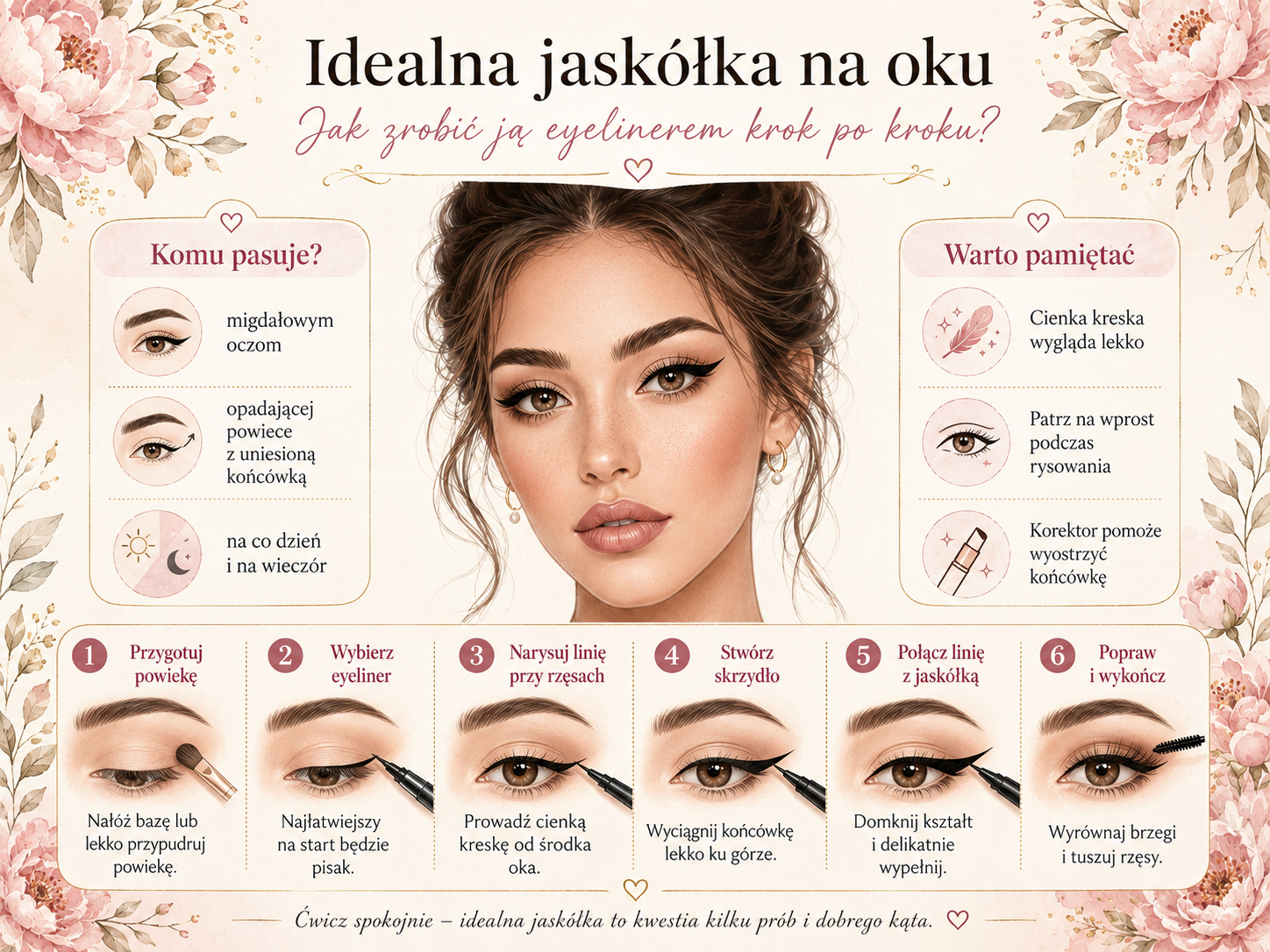 jak zrobić jaskółkę na oku eyelinerem dla początkujących