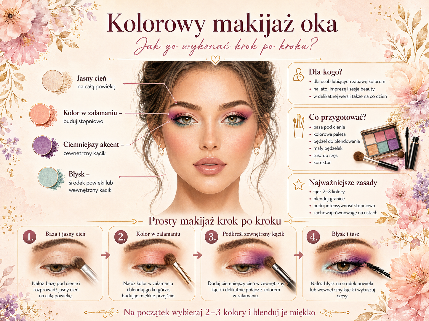 kolorowy makijaż oka krok po kroku