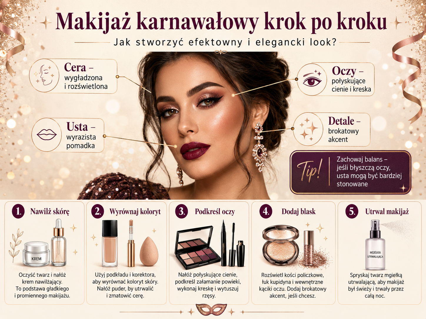 Makijaż karnawałowy – jak wykonać krok po kroku trwały make up na całą noc makijaż karnawałowy krok po kroku na imprezę