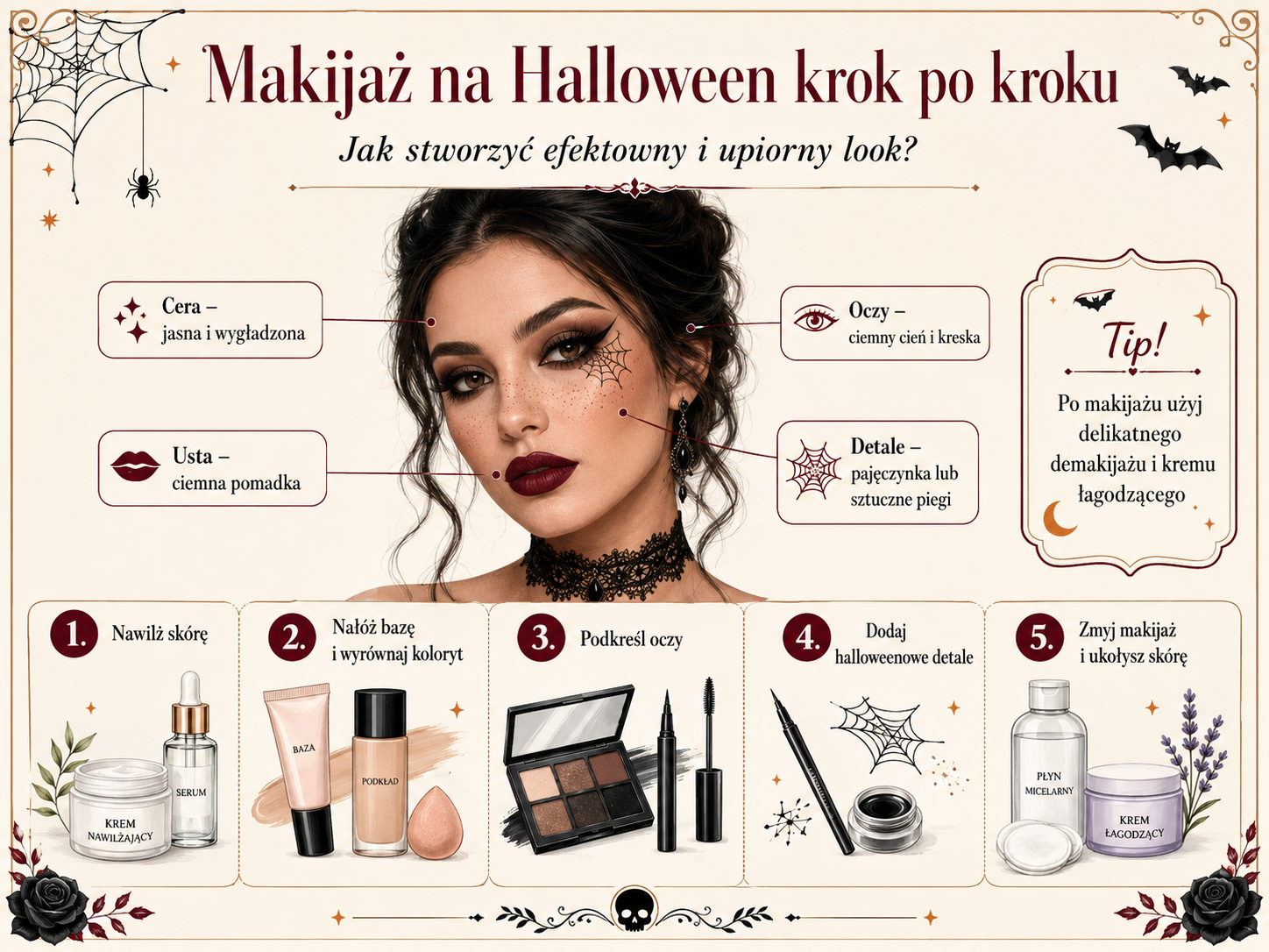 prosty makijaż na Halloween dla początkujących