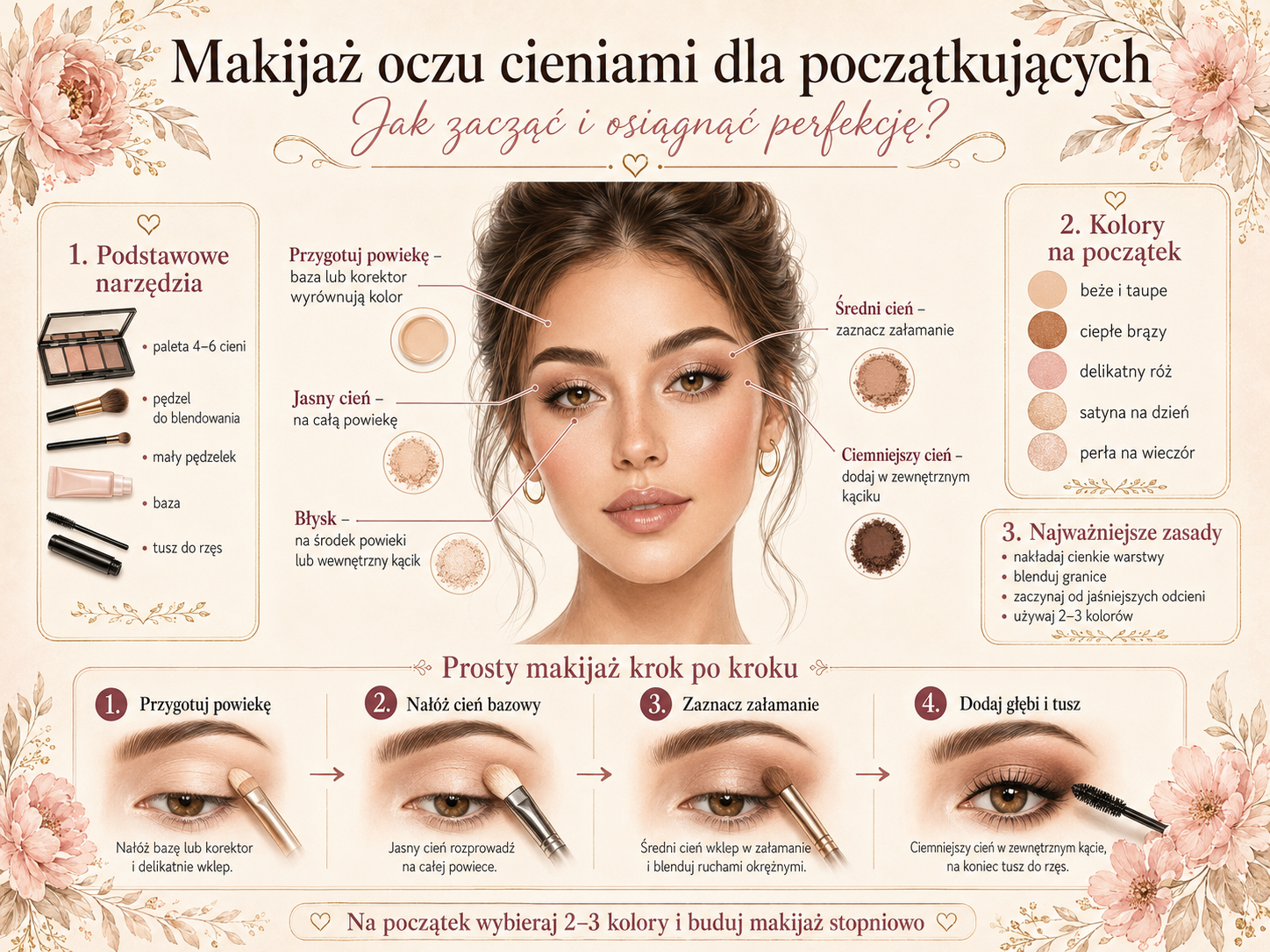 Makijaż oczu cieniami dla początkujących – jak wykonać krok po kroku prosty efekt makijaż oczu cieniami dla początkujących krok po kroku