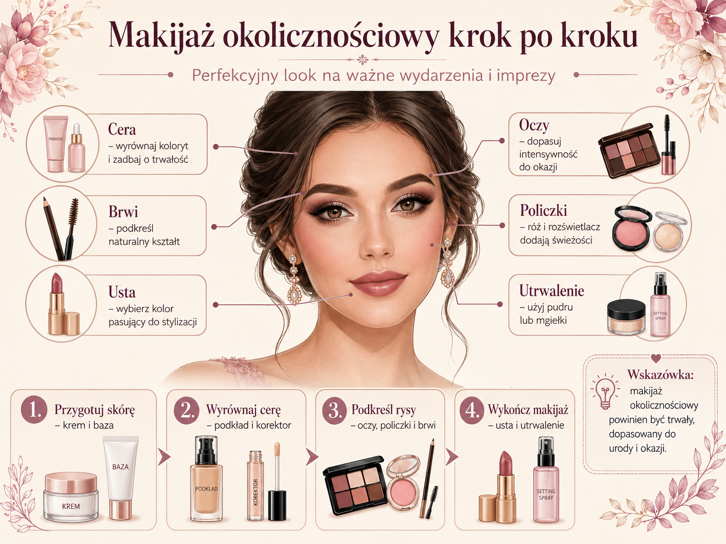 Makijaż okolicznościowy krok po kroku - jak go wykonać? Jak zrobić makijaż na imprezę krok po kroku?
