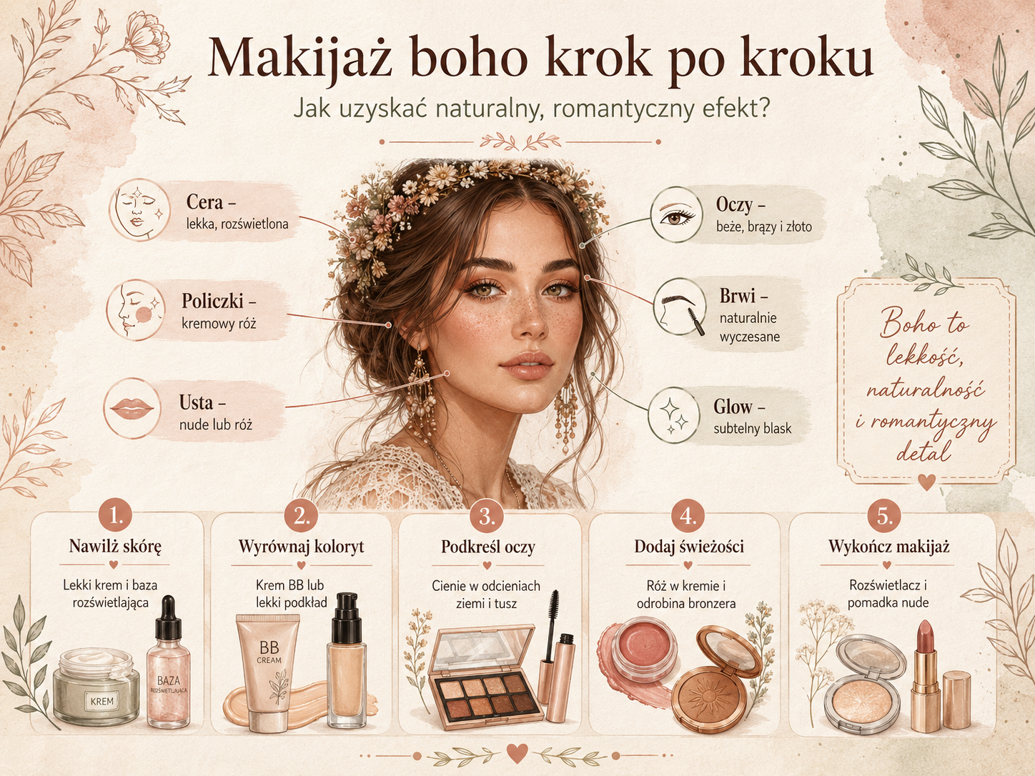 Makijaż w stylu boho – jak go wykonać krok po kroku? Makijaż boho krok po kroku