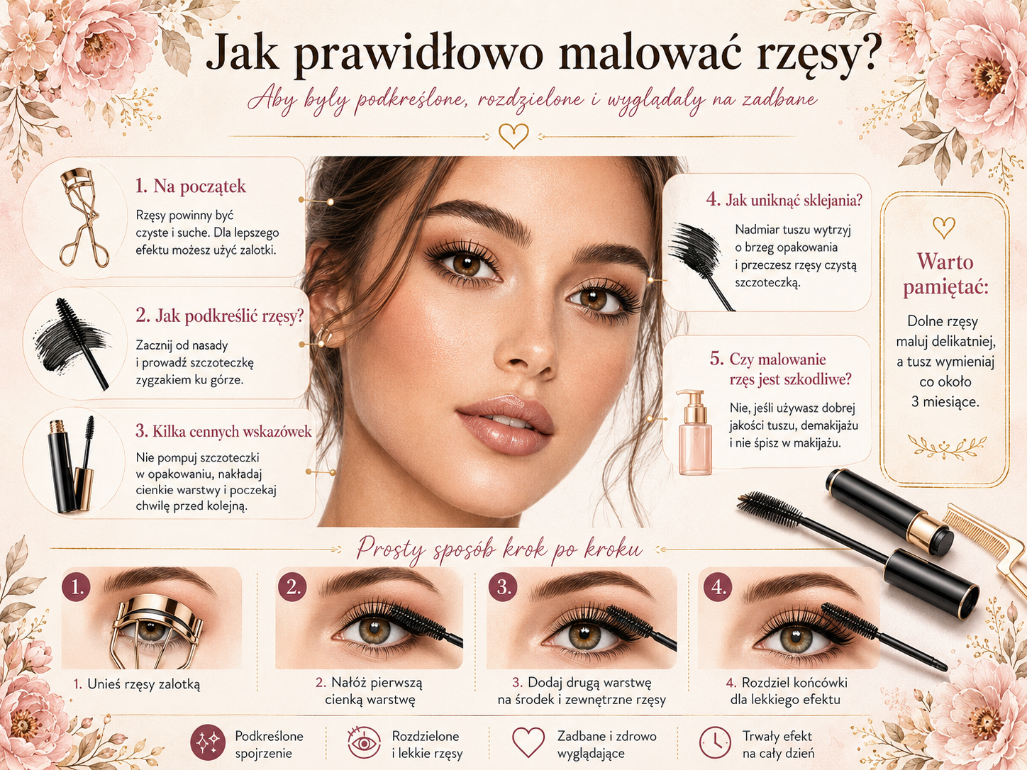 Malowanie rzęs krok po kroku – tuszowanie od nasady po końcówki jak prawidłowo malować rzęsy krok po kroku