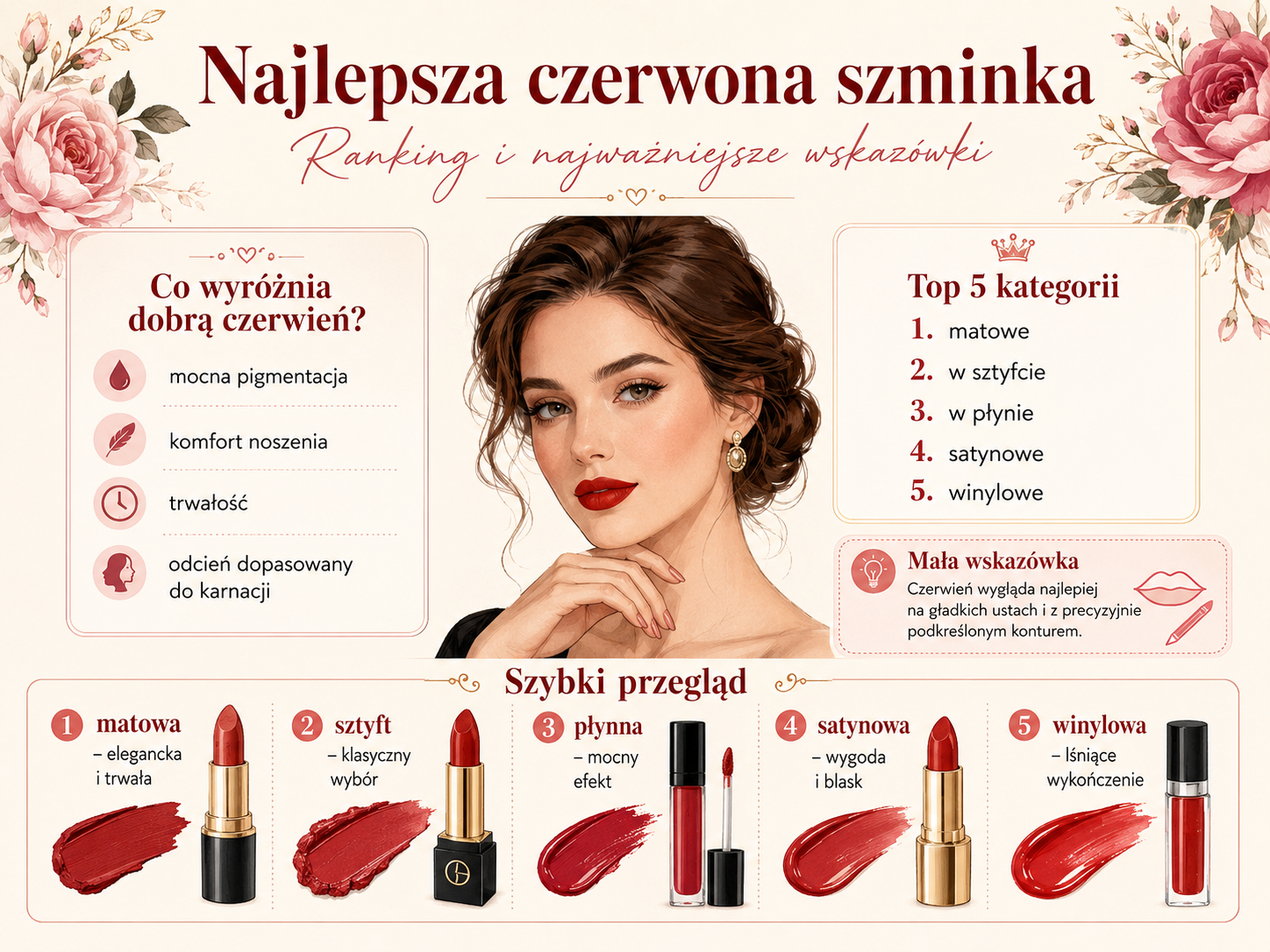Najlepsza czerwona szminka – ranking pomadek do ust najlepsza czerwona szminka ranking