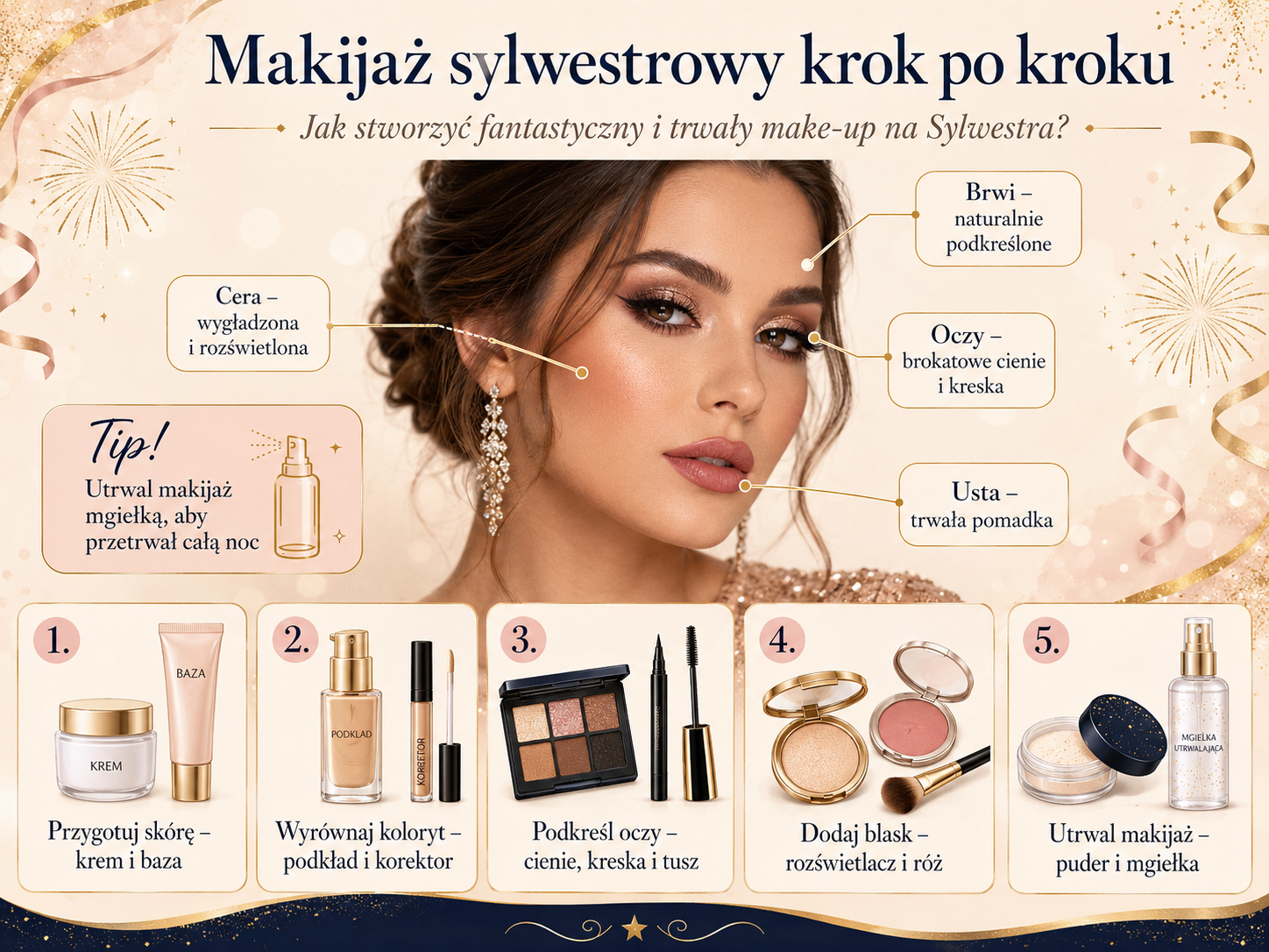 najmodniejszy makijaż sylwestrowy krok po kroku