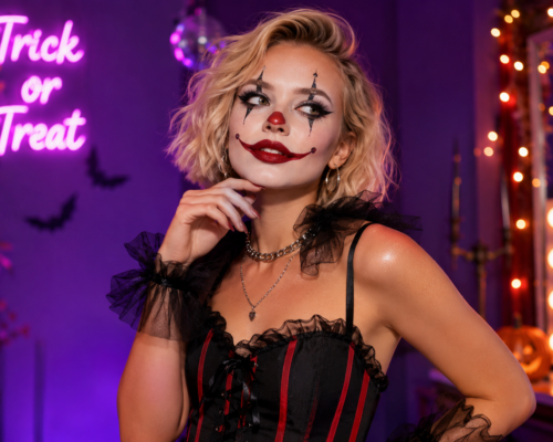 makijaż strasznego klauna na Halloween dla początkujących