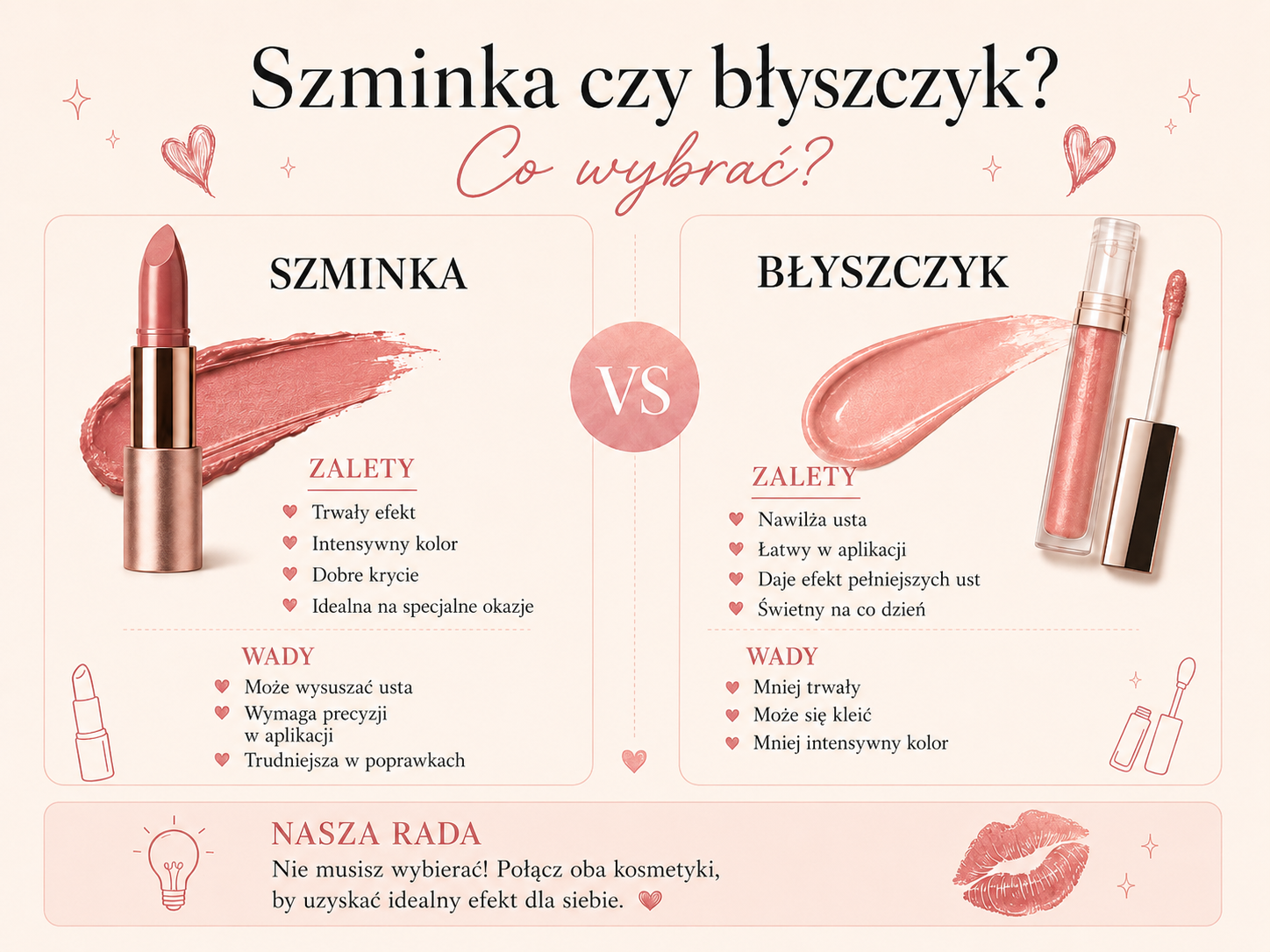 czym różni się szminka od błyszczyka w makijażu ust