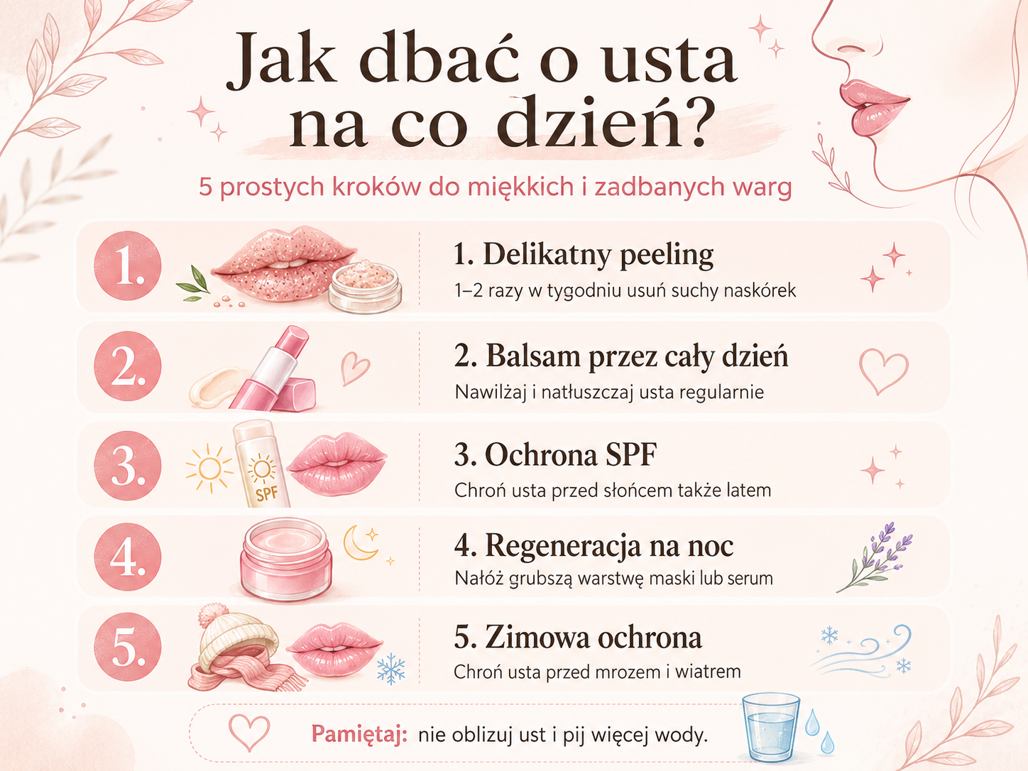 Codzienna pielęgnacja ust krok po kroku od peelingu po balsam pielęgnacja ust krok po kroku