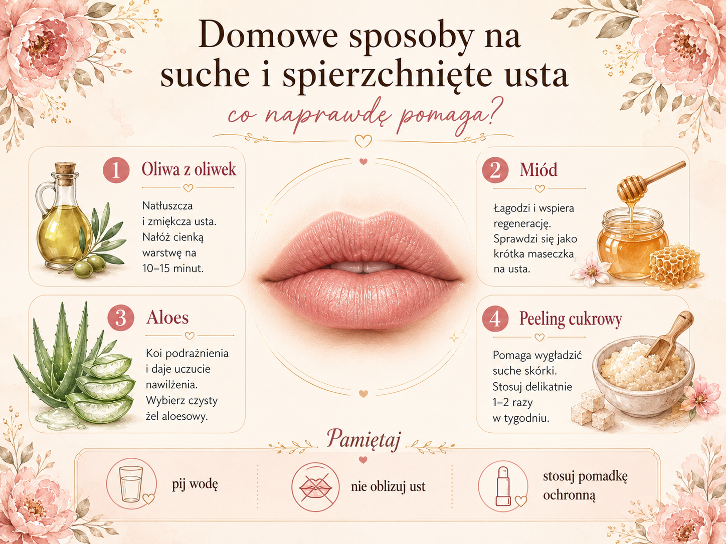 jak nawilżyć suche usta domowymi sposobami