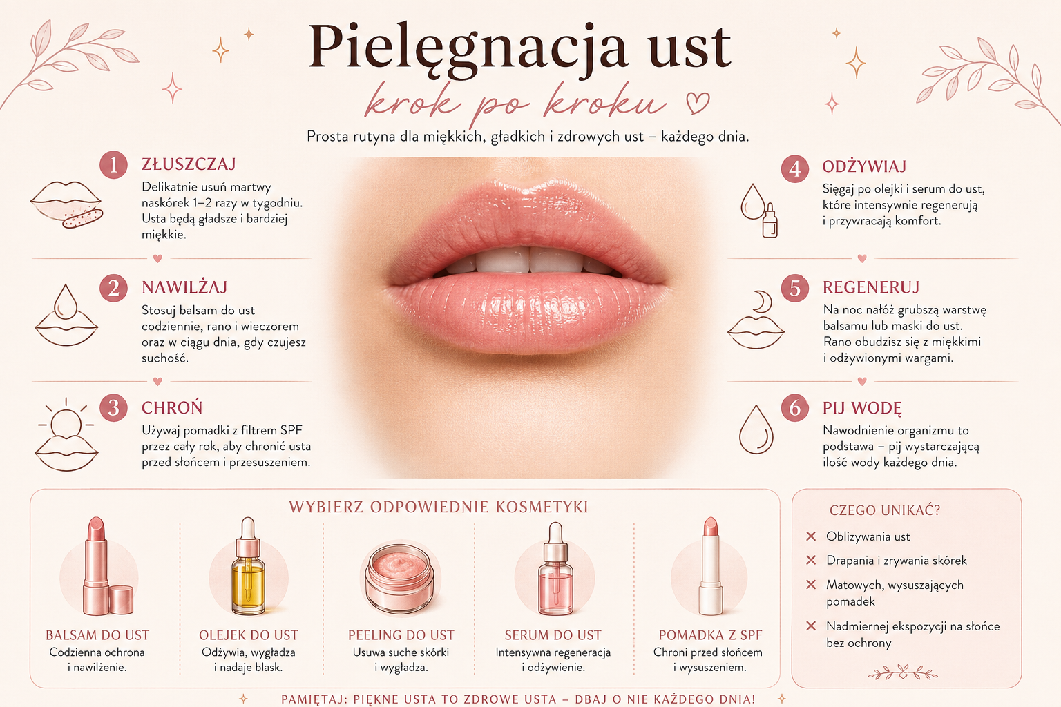 Letnia pielęgnacja ust krok po kroku bez przesuszania jak dbać o usta latem żeby nie wysychały
