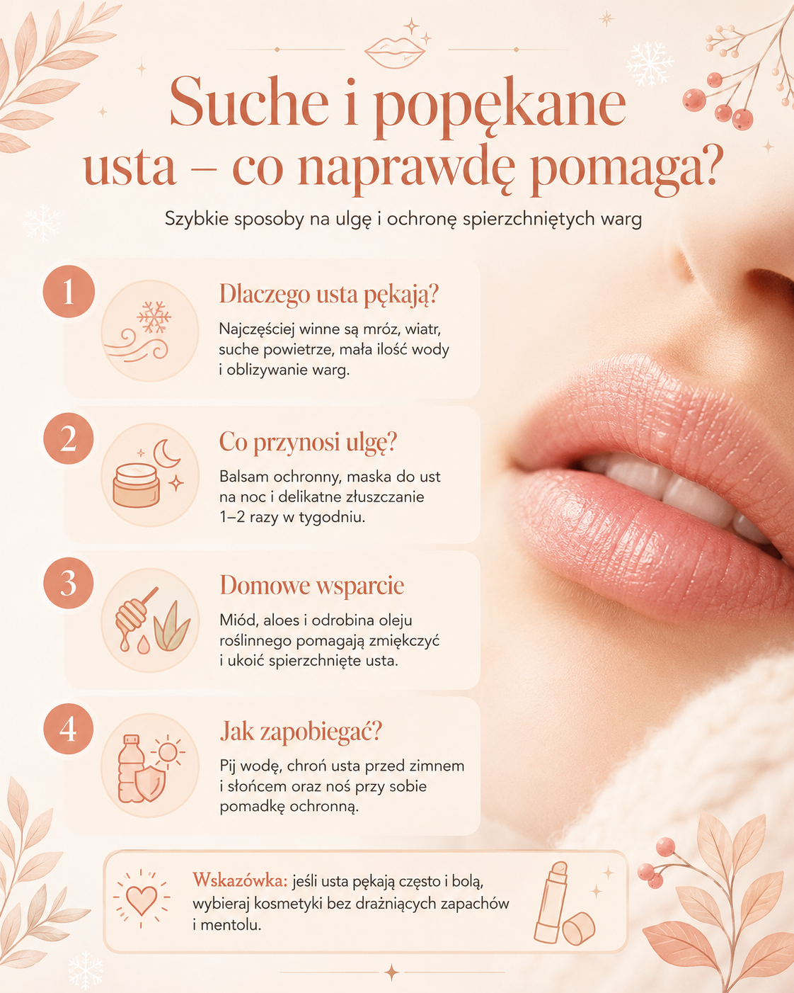 domowe sposoby na spierzchnięte usta