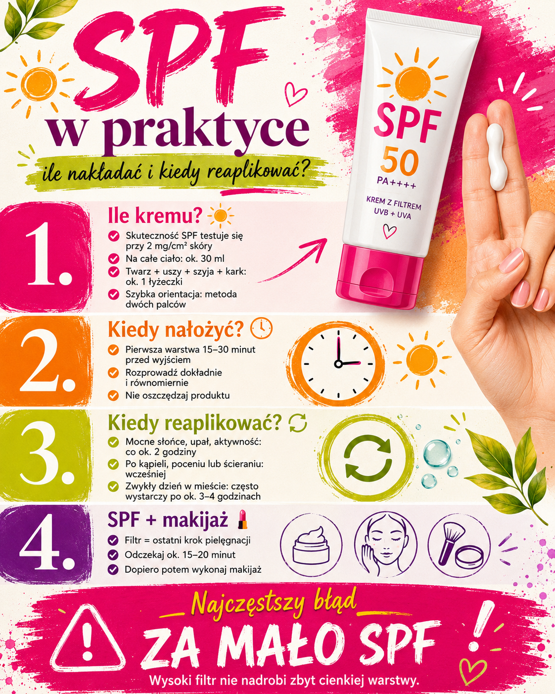 jak prawidlowo stosowac krem z filtrem spf Zasady stosowania kremu SPF: odpowiednia ilość, aplikacja przed wyjściem, częstotliwość reaplikacji oraz nakładanie filtra pod makijaż.