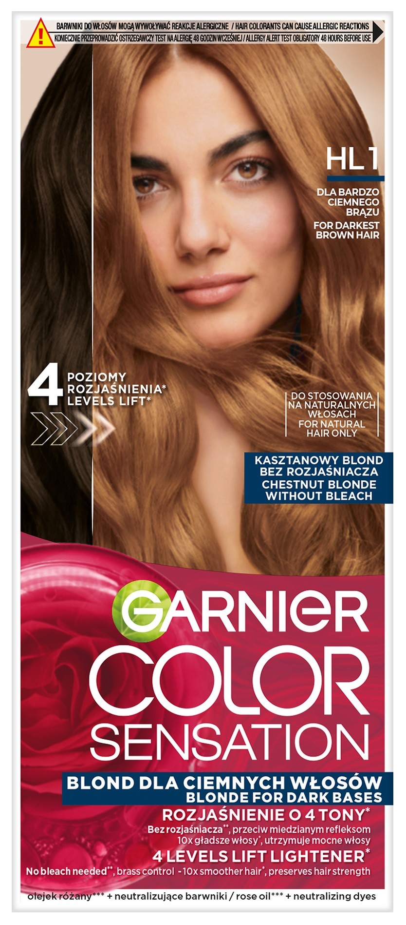 Garnier Color Sensation rozjaśniająca farba dla bardzo ciemnych włosów HL1 Kasztanowy Blond