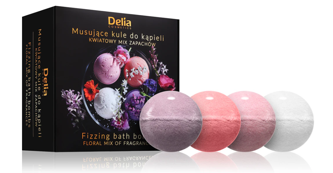Delia Zestaw prezentowy 4 kul do kąpieli o kwiatowych zapachach