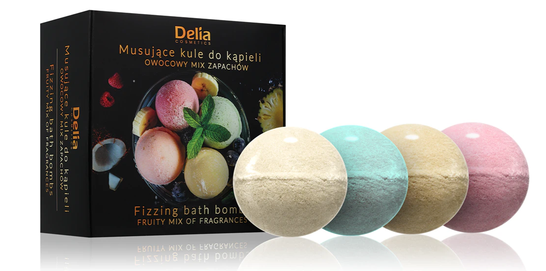Delia Zestaw prezentowy 4 kul do kąpieli o owocowych zapachach