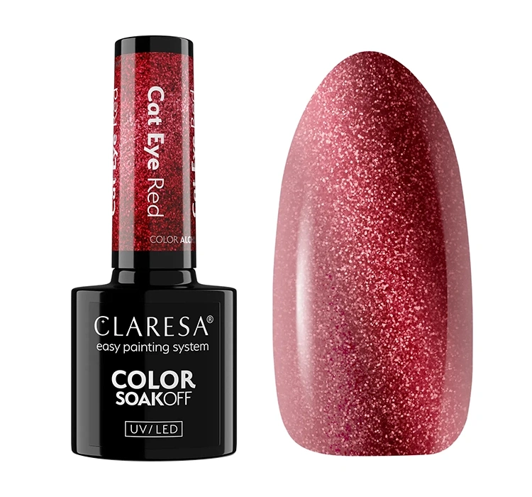 Claresa hybrydowy lakier do paznokci Cat Eye Red