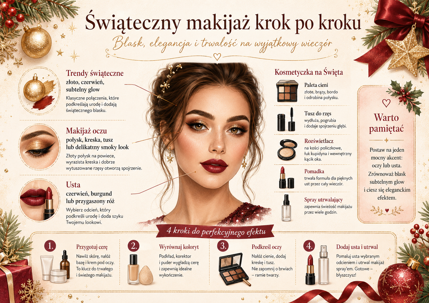 jak zrobić makijaż świąteczny krok po kroku