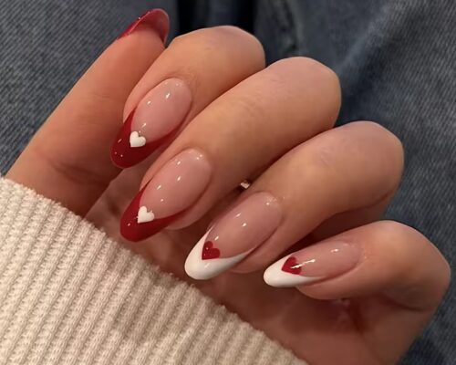 czerwony french manicure