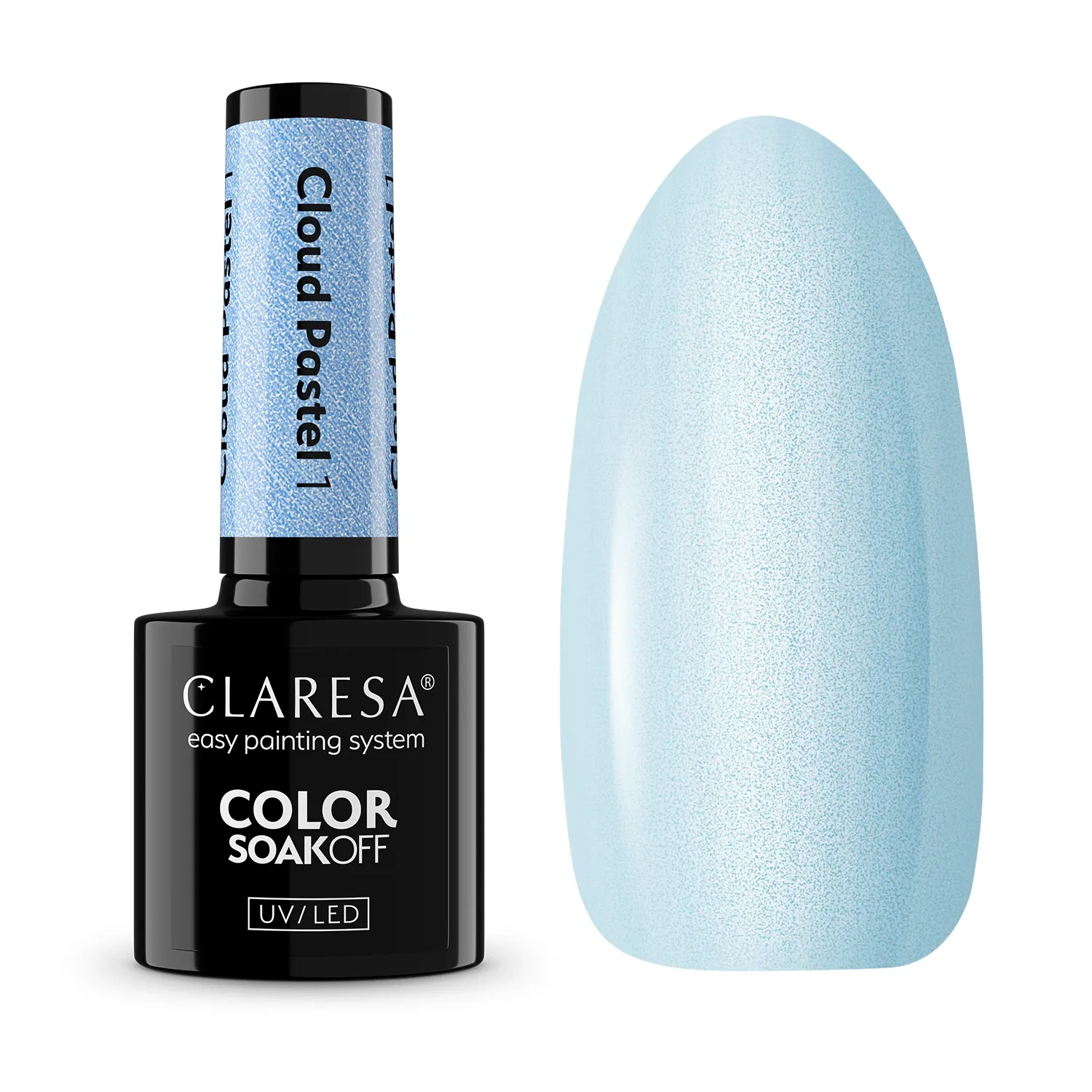 Błękitny lakier Claresa Cloud Pastel 1 z perłową poświatą