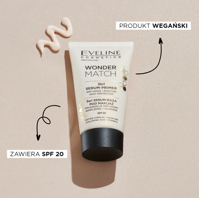 baza i serum 3 w1 Eveline Wonder Match z peptydami