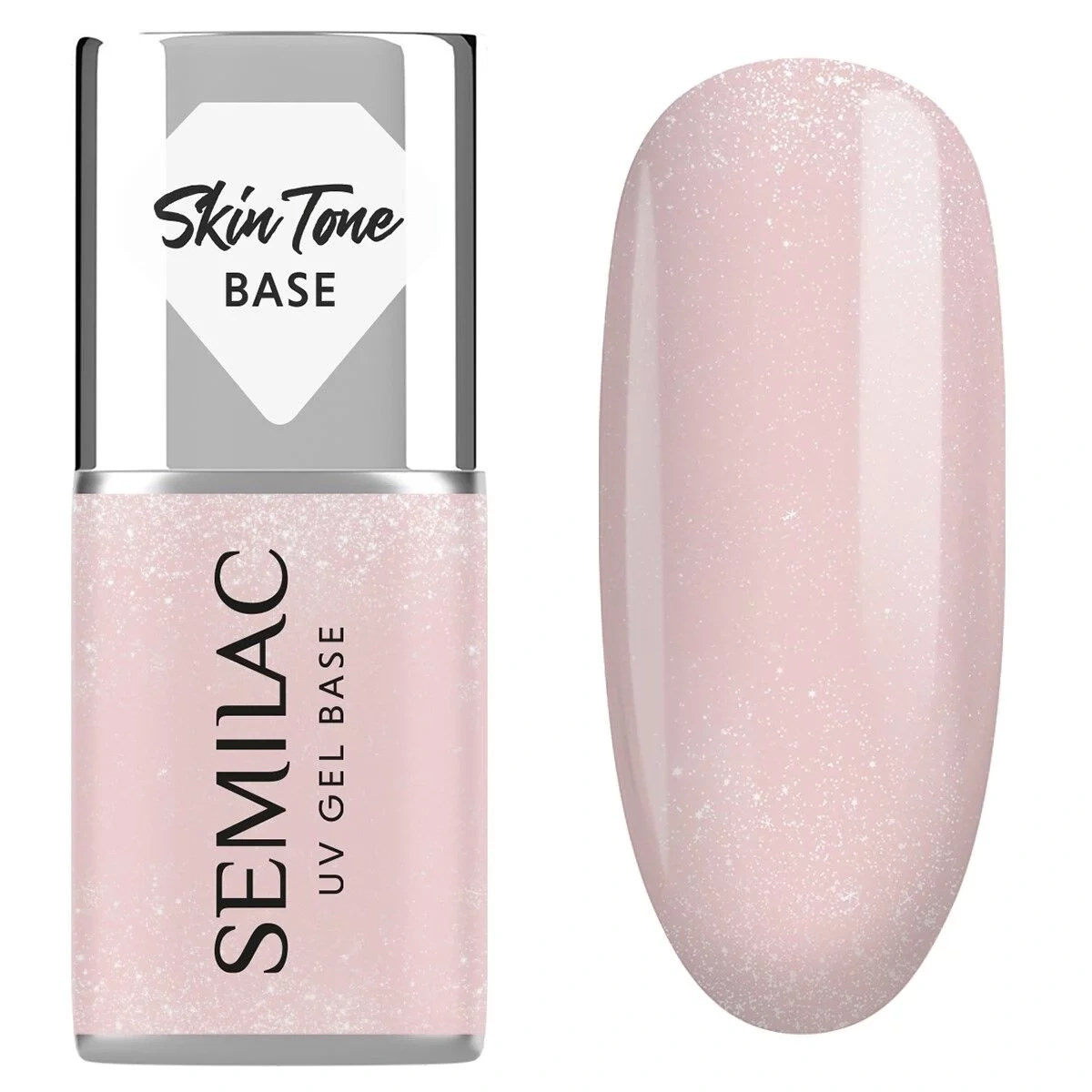 Beżowa baza Semilac Glitter Beige z błyszczącym pyłem