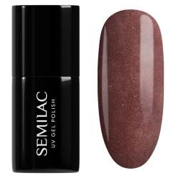 Brązowo-różowy lakier Semilac Taupe Gloss szklisty efekt cat eye