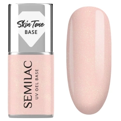 Brzoskwiniowa baza Semilac Glitter Peach ze złotą drobinką
