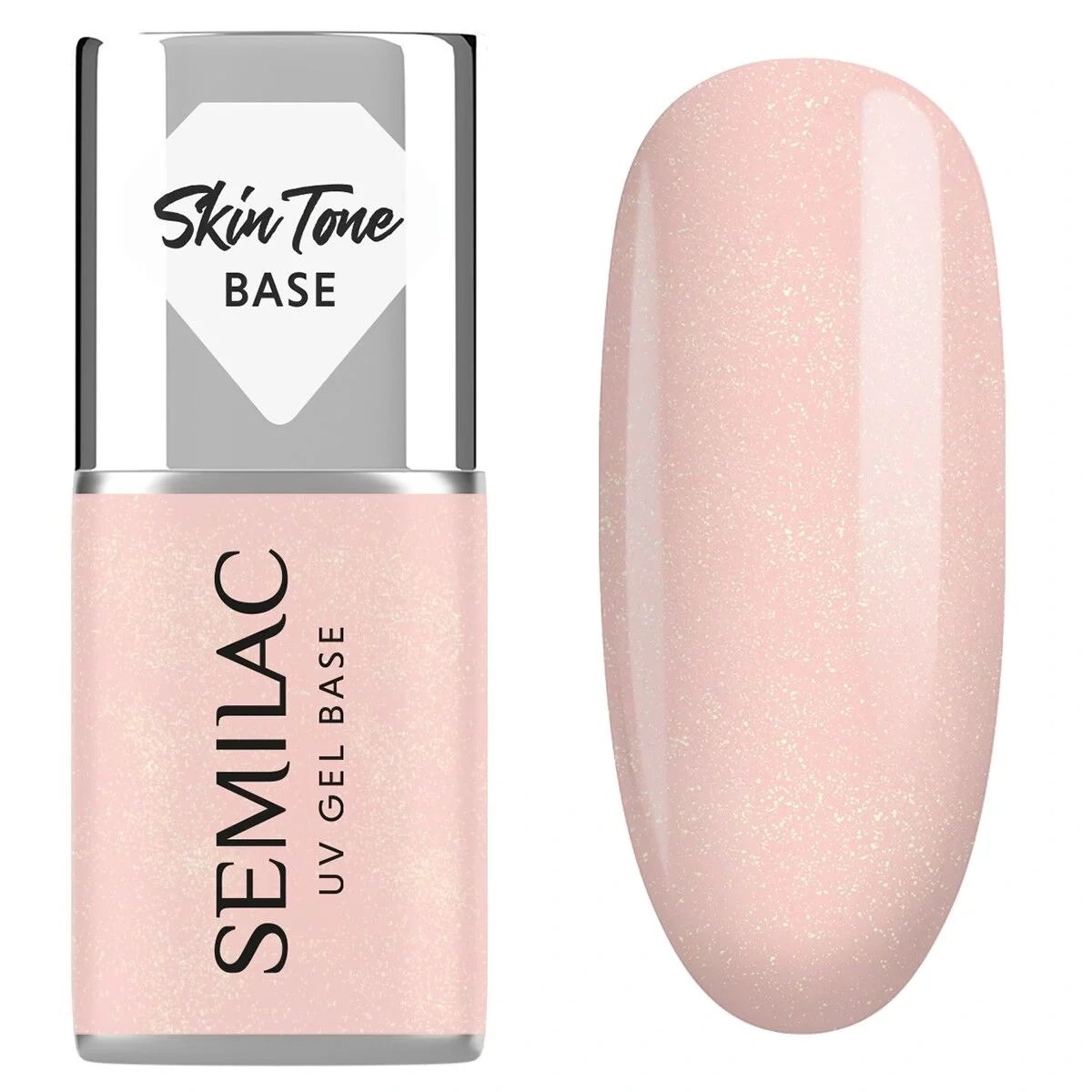 Brzoskwiniowa baza Semilac Glitter Peach ze złotą drobinką