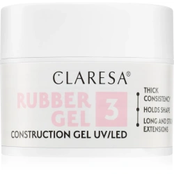 Chłodnoróżowy żel budujący Claresa Rubber Gel 3 do modelowania paznokci